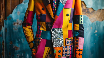 Vibrant suit with motley pattern mock-up set cut out, Generative Ai

