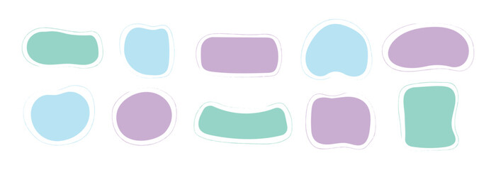 Set of color hand drawn textbox frames Doodle style Vector illustration isolated on white background