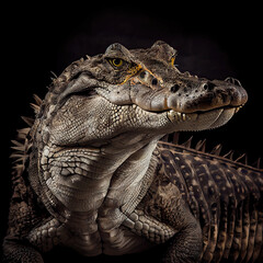 Obraz premium Captivating Orinoco Crocodile Studio Portrait with Intense Gaze