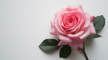 Pink rose flower on white background, showcasing elegance and beauty, perfect for romantic occasions and floral designs. Generative Ai

