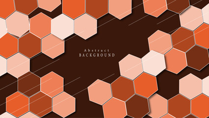 Hexagon shapes concept design background. Abstract orange brownie shapes background. Abstract gradient colored background.