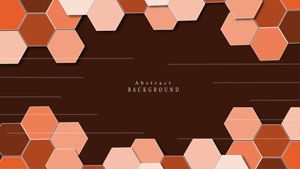 Hexagon shapes concept design background. Abstract orange brownie shapes background. Abstract gradient colored background.