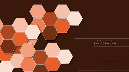 Hexagon shapes concept design background. Abstract orange brownie shapes background. Abstract gradient colored background.