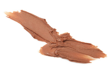 Smears of tasty nut butter isolated on white, top view