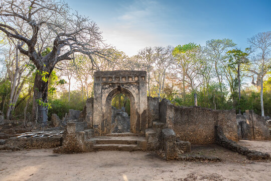 Ruins of Gedi. Watamu, Kenya. Historical and archaeological site near the Indian Ocean coast of eastern Kenya.