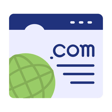 dot-com or web site address vector icon design, Webdesign and Development symbol, user interface or graphic sign, website engineering  illustration, The domain com concept