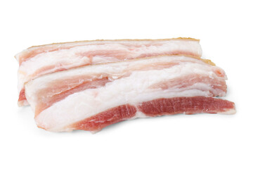 Pieces of raw pork belly isolated on white