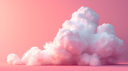 White cloud on a pink background with space for text, Generative Ai

