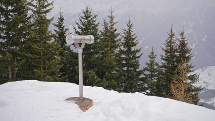 Austrian Alps Hiking Trail Sightseeing Spot Equipped with Permanetly Mounted Telescope