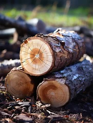 Foto op Plexiglas stack of firewood © urwa