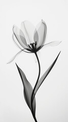 Fototapeta premium Aesthetic botanical x-ray of tulip. Harmonious forms. Minimalism concept. Light color palette. Generative AI