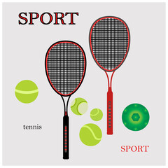 Rackets and balls for tennis and table tennis. Pattern. Vector. - 740659542