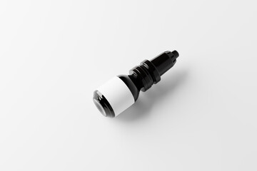 small nasal spray bottle mockup featuring a shiny black glass nasal spray bottle
