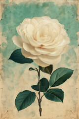 Antique flower painting. Muted watercolor flower print. Background image. Created with Generative AI technology