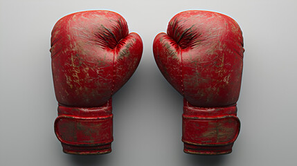 Red Boxing Gloves Isolated on White Background, Sports Equipment for Fitness Training and Boxing Matches, Generative AI

