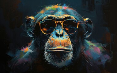 Monkey Wearing Sunglasses Painting