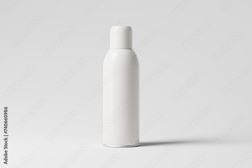 Wall mural cosmetic spray can mockup set featuring a large size spray can with a small cap and curved body