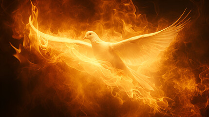 Winged Dove in Flames: A Representation of the New Testament - Generative AI