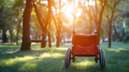 Swing for Children with Disabilities on Wheelchair - Generative AI - obrazy, fototapety, plakaty