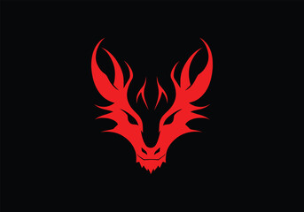 Logo of red Dragon icon vector silhouette isolated design