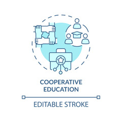 Cooperative education soft blue concept icon. Blending classroom learning with practical work experience. Round shape line illustration. Abstract idea. Graphic design. Easy to use in presentation