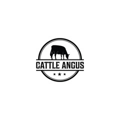 Cattle Angus Cow  silhouette livestock farm logo design