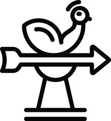 Creature indicator icon outline vector. Chicken animal. Device rotation - obrazy, fototapety, plakaty