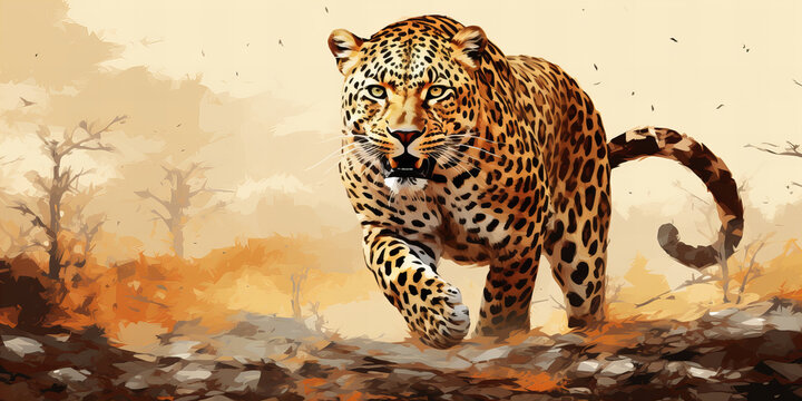 Majestic Leopard Stalking Prey - A Striking Banner Image for Wildlife Enthusiasts and Nature Lovers