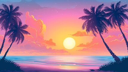 Tropical beach sunset background