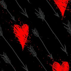 heart and arrow seamless abstract pattern background fabric fashion design print wrapping paper digital illustration art texture textile wallpaper black and red apparel image with graphic repeat