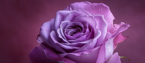 Majestic purple rose with glistening water droplets - nature's beauty captured