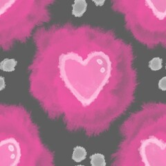 pink heart seamless abstract pattern background fabric fashion design print wrapping paper digital illustration art texture textile wallpaper colorful apparel image with graphic repeat elements 