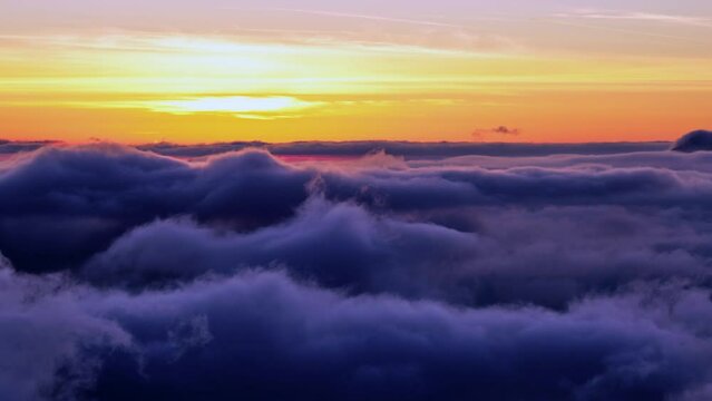 Mesmerizing Sunrise Over Rippling Clouds, Ocean of Cloudscapes, Enigmatic Aura of Serenity