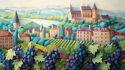 Zelfklevend Fotobehang Origami Vineyards of Bordeaux Paper Town   © Kristian