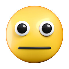 Fototapeta premium Neutral face emoji, neutral emoticon 3d rendering