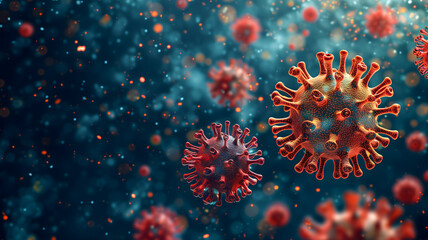 many coronaviruses micro scene background