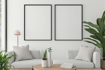 A large blank white painting on the wall in a minimalist room is a striking visual element.