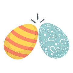 Easter custom of breaking eggs, illustration on white background