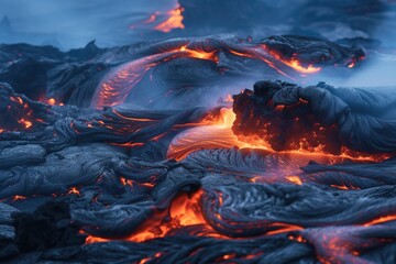 Lava texture as hot molten magma slowly solidifies Generative AI