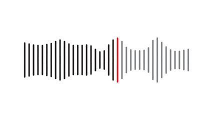  sound waveform pattern for radio podcasts, music players, video editors, voice messages in social media chats, voice assistants, and recorders. frequency, - obrazy, fototapety, plakaty