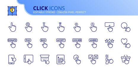 Simple set of outline icons about click