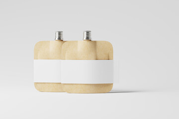 Eco-friendly Square Craftpaper Pouch Mockups. these mockups showcase a square pouch crafted from textured craftpaper, exuding an organic and natural vibe