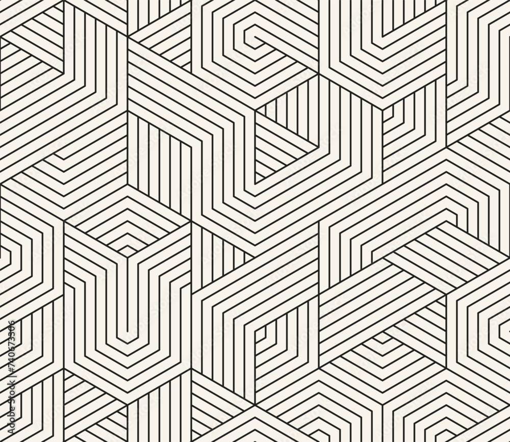 Wall mural vector seamless pattern. repeating geometric elements. stylish monochrome background design.