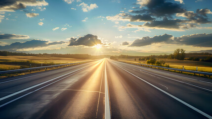 Asphalt road and mountain with sky clouds landscape 