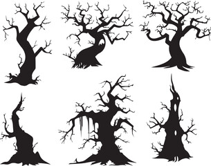 Set Trees. Hand drawn vector illustration	