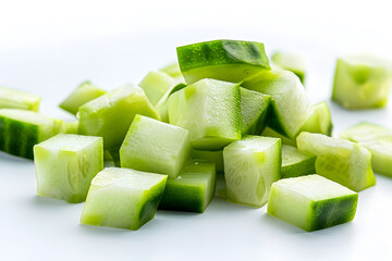 Chopped Cucumber  isolated on white background