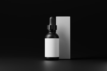 dropper bottle mockups featuring a non-transparent black dropper bottle