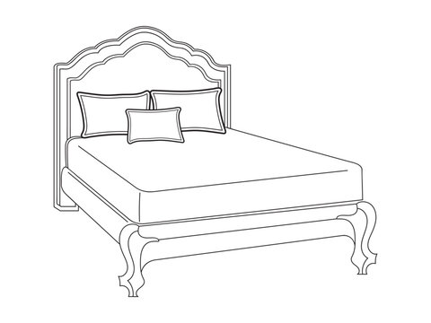 recommend clip art: Bed doodle icon in vector. Hand drawn bed icon in vector. Doodle bed illustration, contemporary bedroom interior with Modern Upholstered Headboard, white bed featuring a cozy blanket
