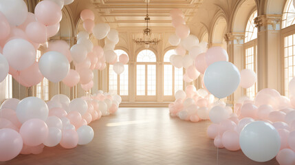 Balloon clouds at a wedding party.