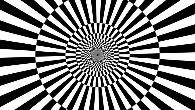Hipnotizante espiral giratoria en blanco y negro
